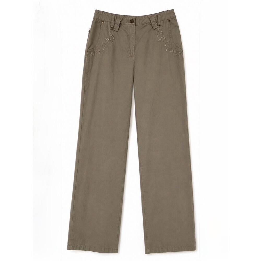 NWT HengShun Taupe Embroidered Straight Leg Pants Women’s Medium - Picture 1 of 4